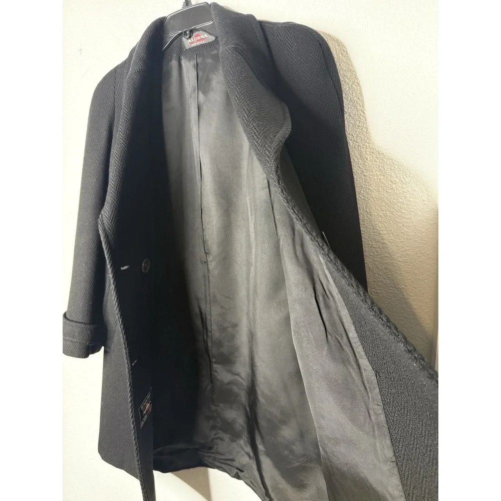 Vintage Alorna Pea Coat Large Black 80s Made In‎ USA 100% Wool Classic Luxury